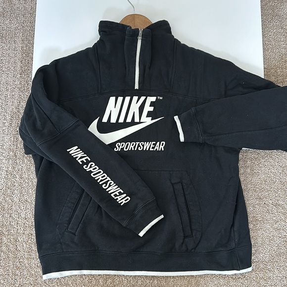 Women’s Nike sportswear half zip pullover sweatshirt with slit pockets Med Black - Picture 3 of 9